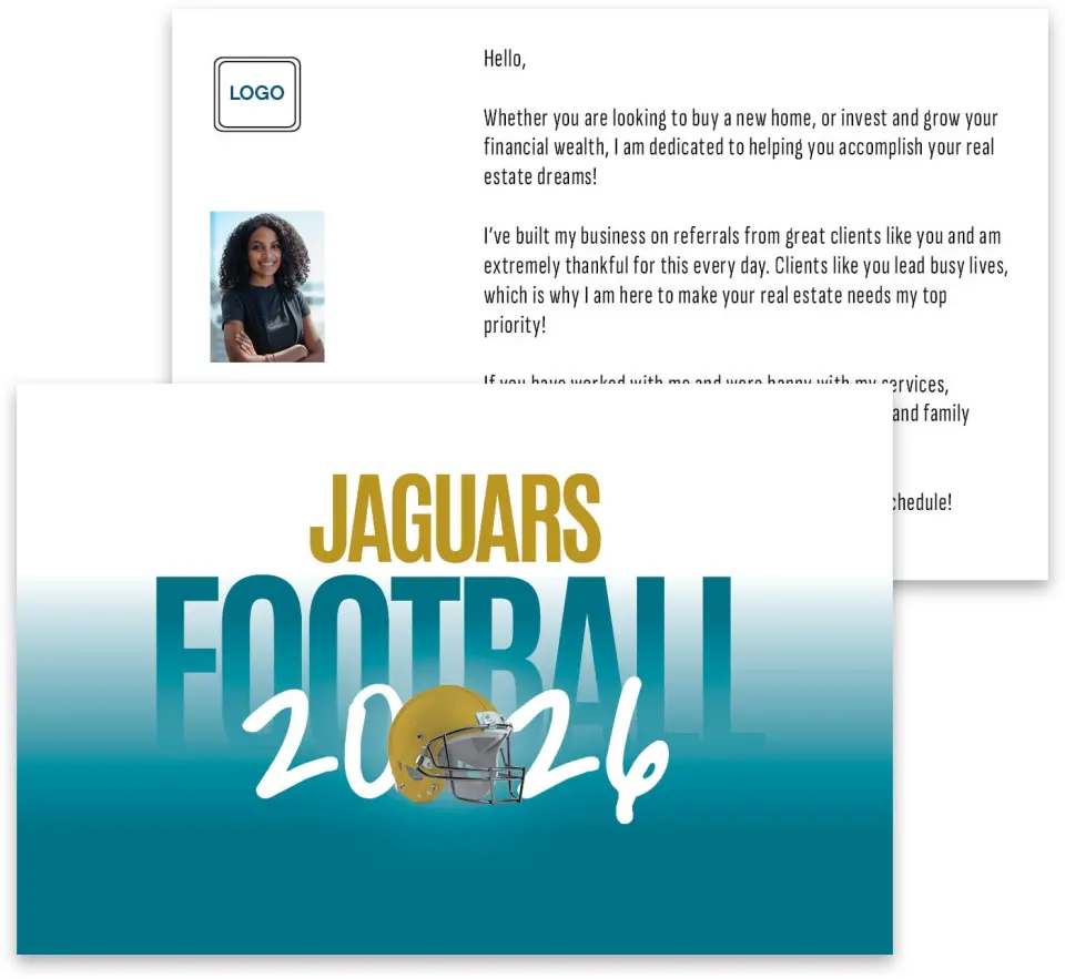 This is a 3¾" x 5¾" Football Insert called Jaguars printed in full color