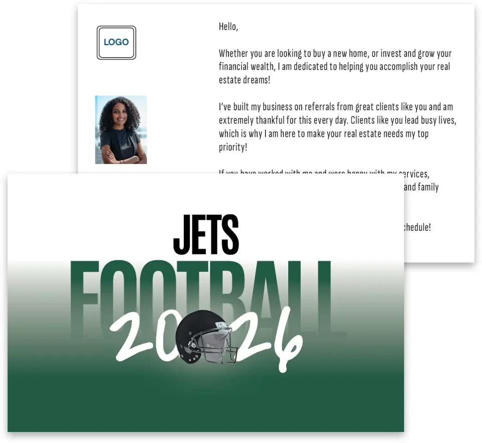 This is a 3¾" x 5¾" Football Insert called Jets printed in full color