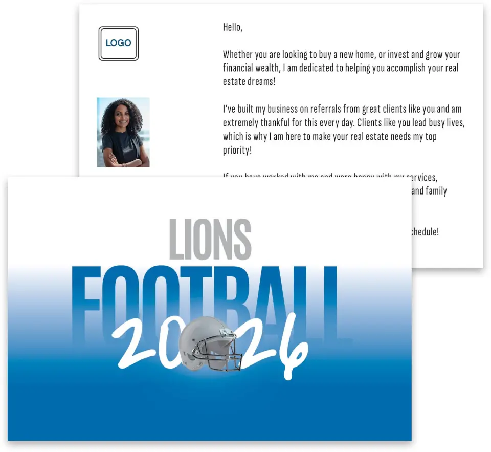 This is a 3¾" x 5¾" Football Insert called Lions printed in full color