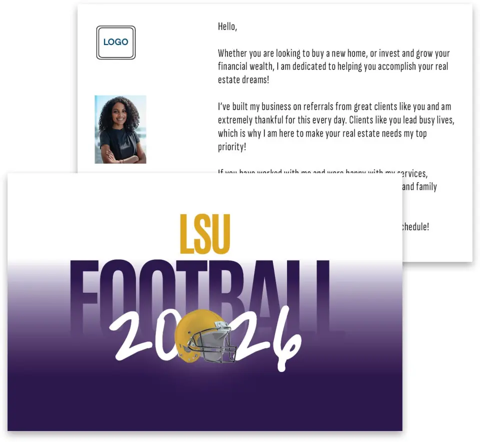 This is a 3¾" x 5¾" Football Insert called LSU printed in full color