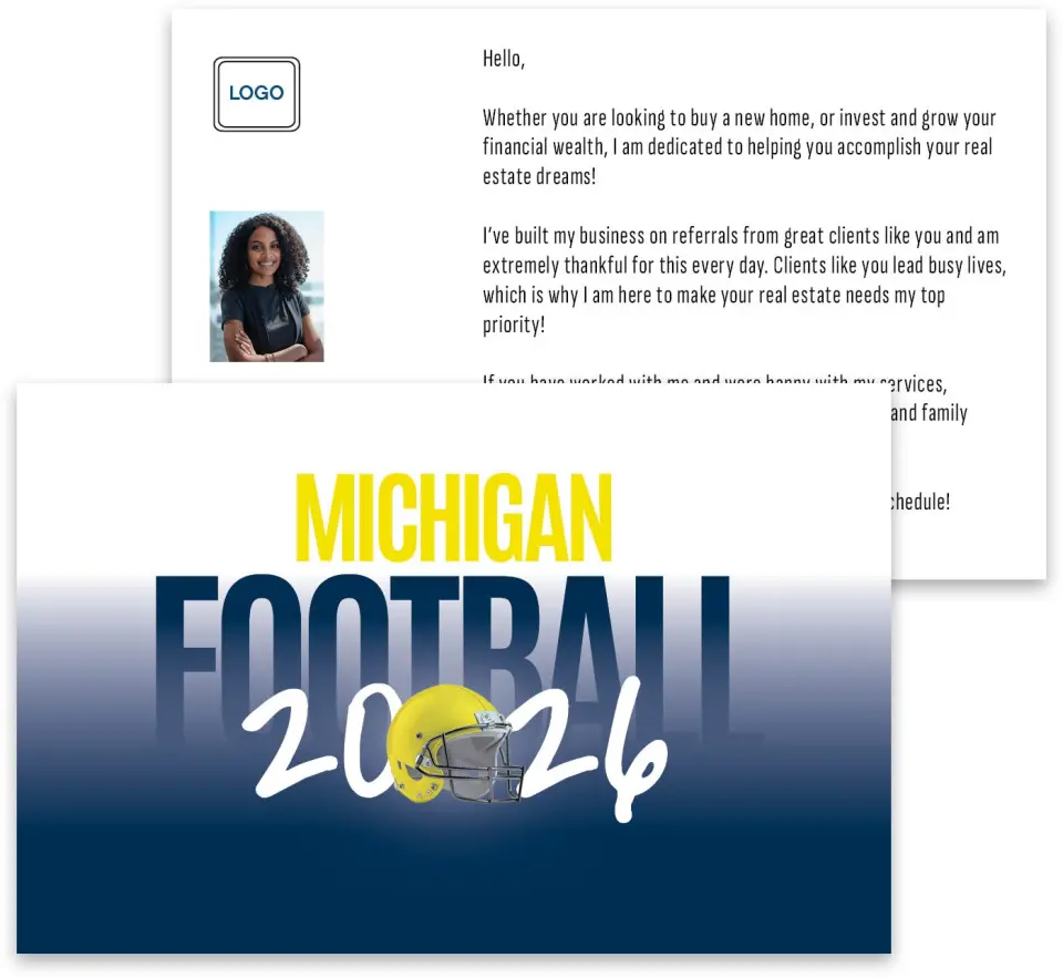 This is a 3¾" x 5¾" Football Insert called Michigan printed in full color