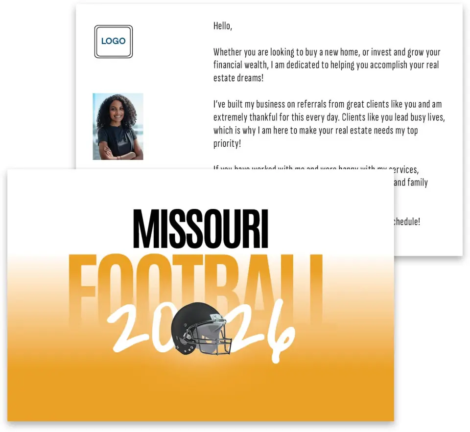 This is a 3¾" x 5¾" Football Insert called Missouri printed in full color