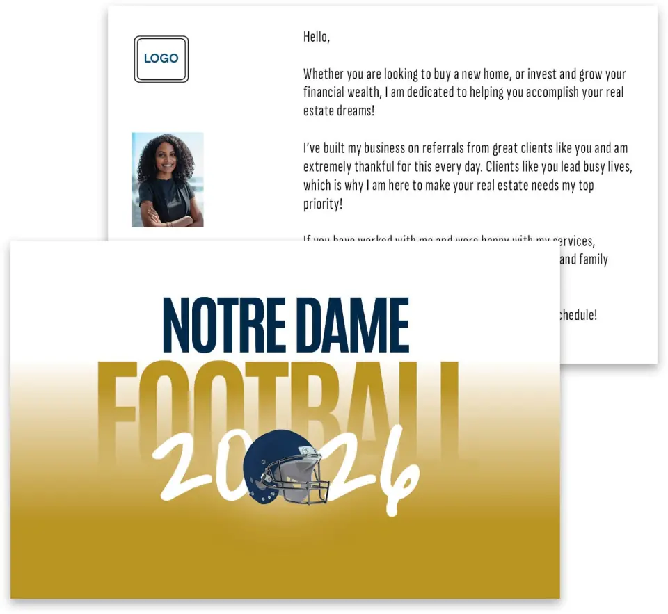 This is a 3¾" x 5¾" Football Insert called Notre Dame printed in full color