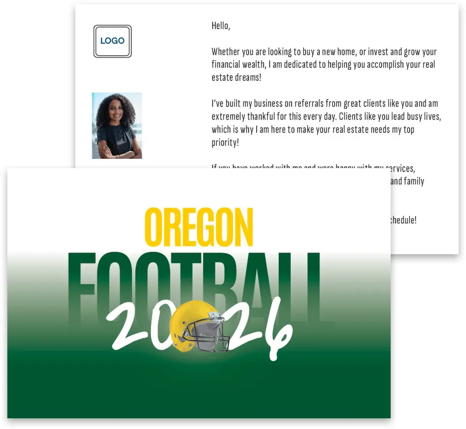 This is a 3¾" x 5¾" Football Insert called Oregon printed in full color