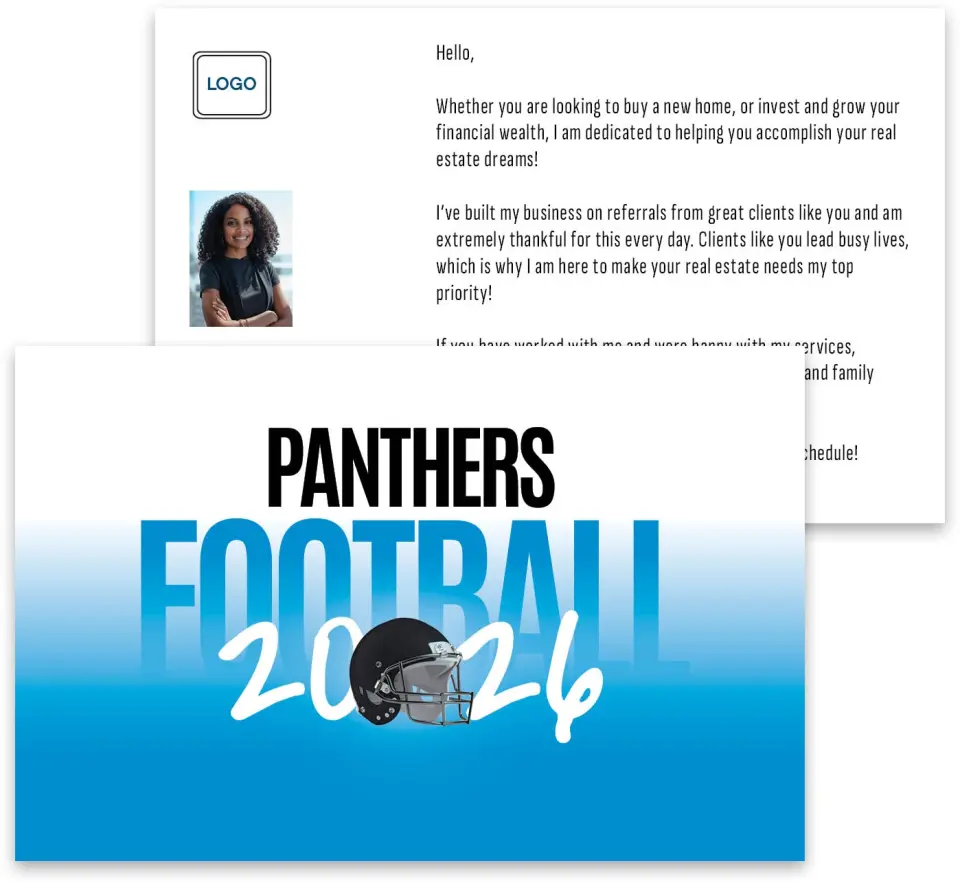 This is a 3¾" x 5¾" Football Insert called Panthers printed in full color