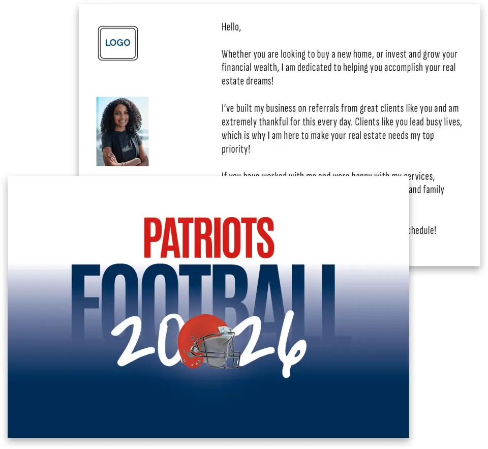 This is a 3¾" x 5¾" Football Insert called Patriots printed in full color