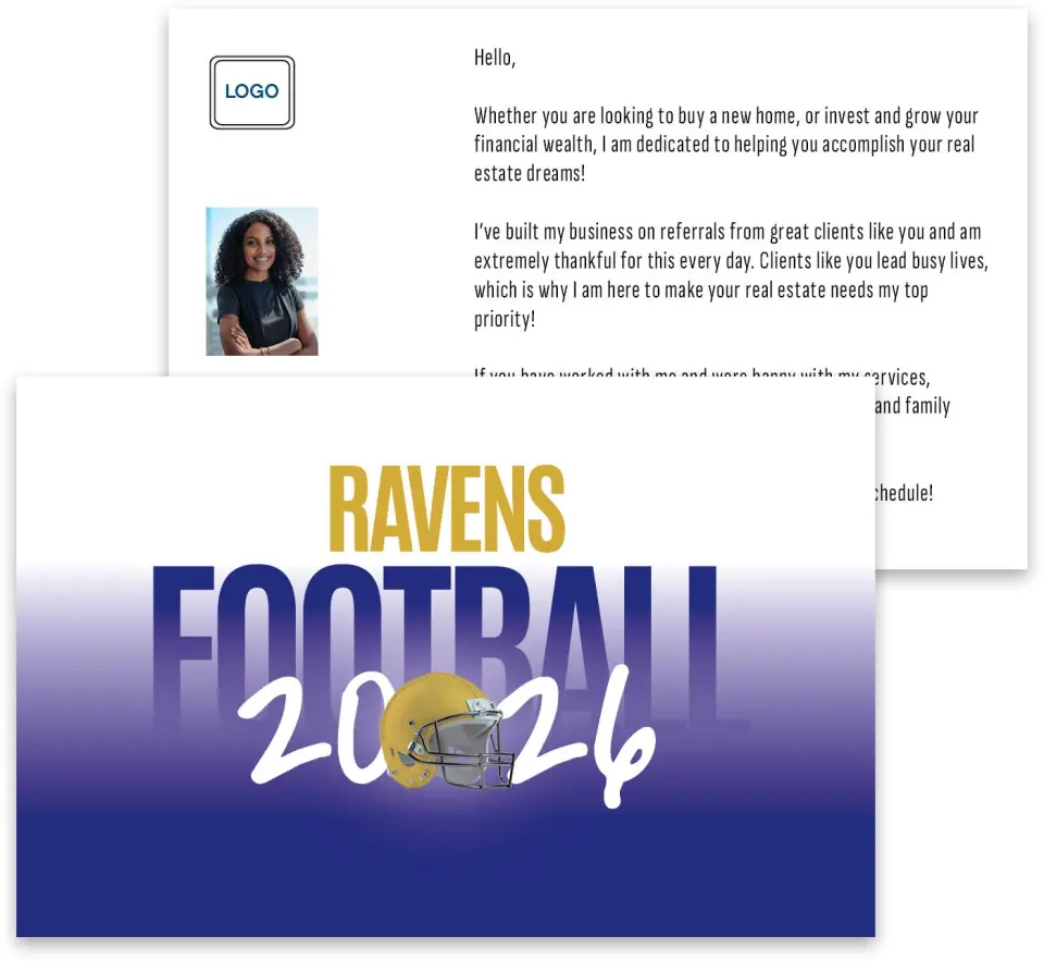 This is a 3¾" x 5¾" Football Insert called Ravens printed in full color