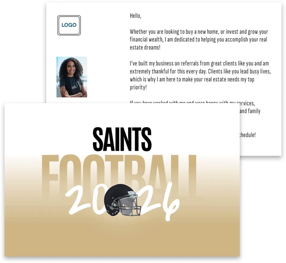 This is a 3¾" x 5¾" Football Insert called Saints printed in full color