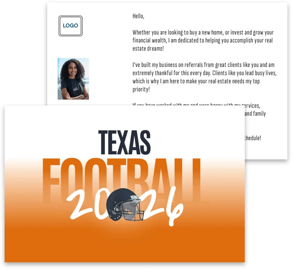 This is a 3¾" x 5¾" Football Insert called Texas printed in full color