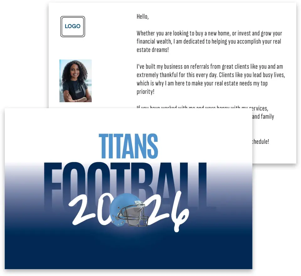 This is a 3¾" x 5¾" Football Insert called Titans printed in full color