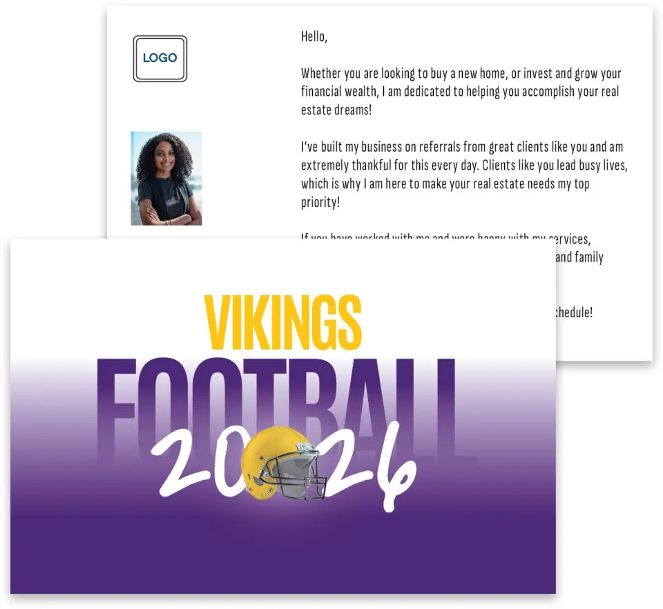 This is a 3¾" x 5¾" Football Insert called Vikings printed in full color