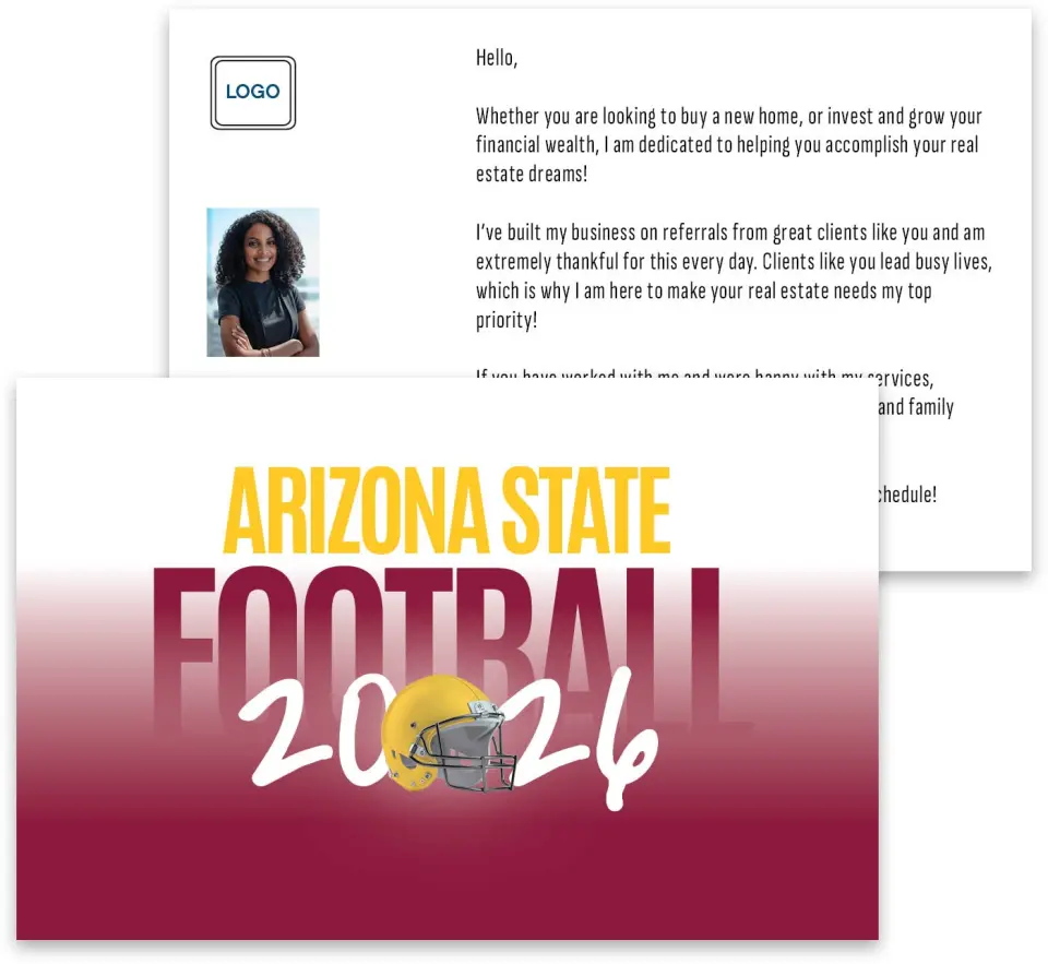 This is a 3¾" x 5¾" Football Insert called Arizona State Sun Devils printed in full color