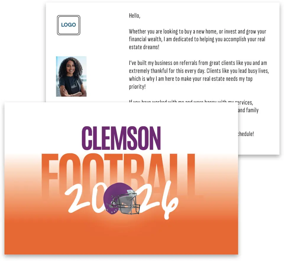 This is a 3¾" x 5¾" Football Insert called Clemson Tigers printed in full color