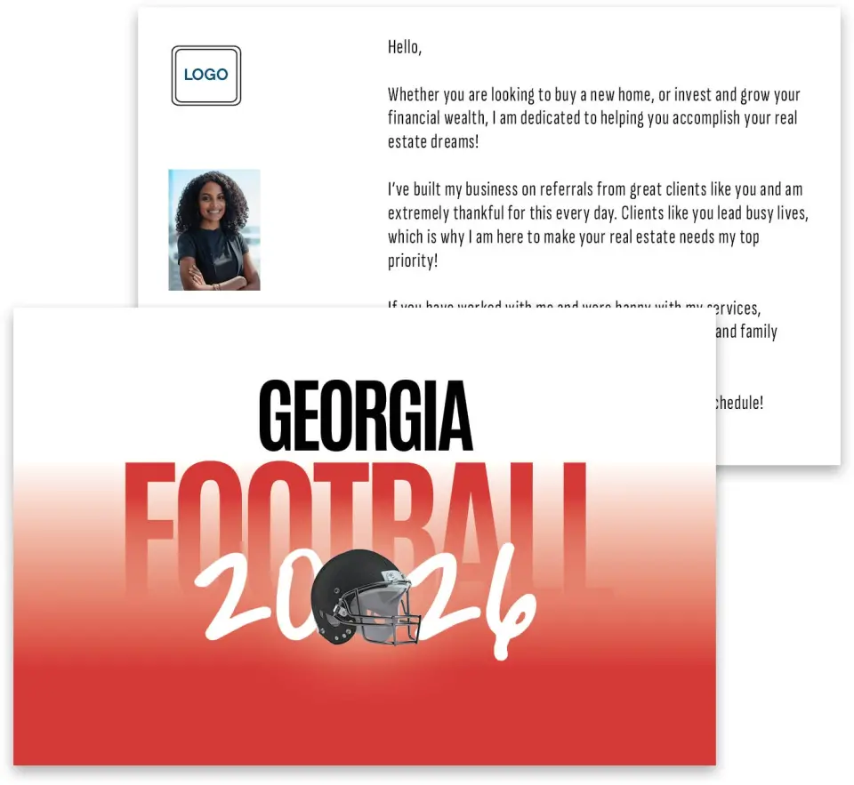 This is a 3¾" x 5¾" Football Insert called Georgia Bulldogs printed in full color