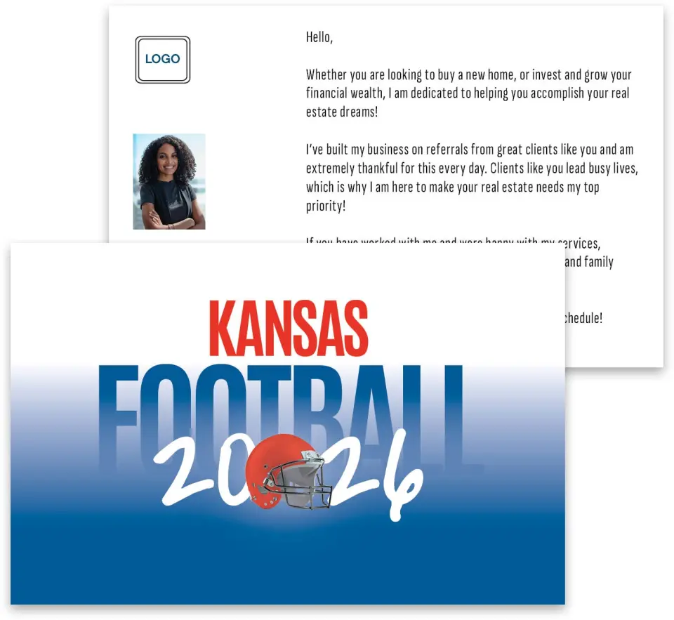 This is a 3¾" x 5¾" Football Insert called Kansas Jayhawks printed in full color