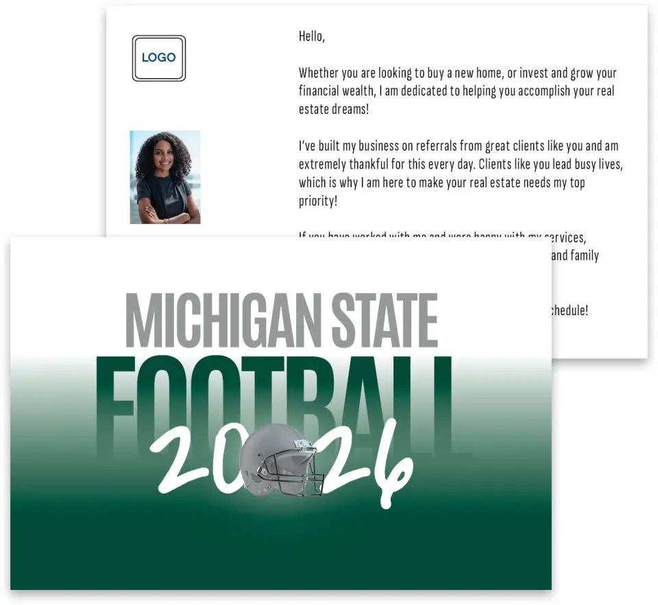 This is a 3¾" x 5¾" Football Insert called Michigan State Spartans printed in full color