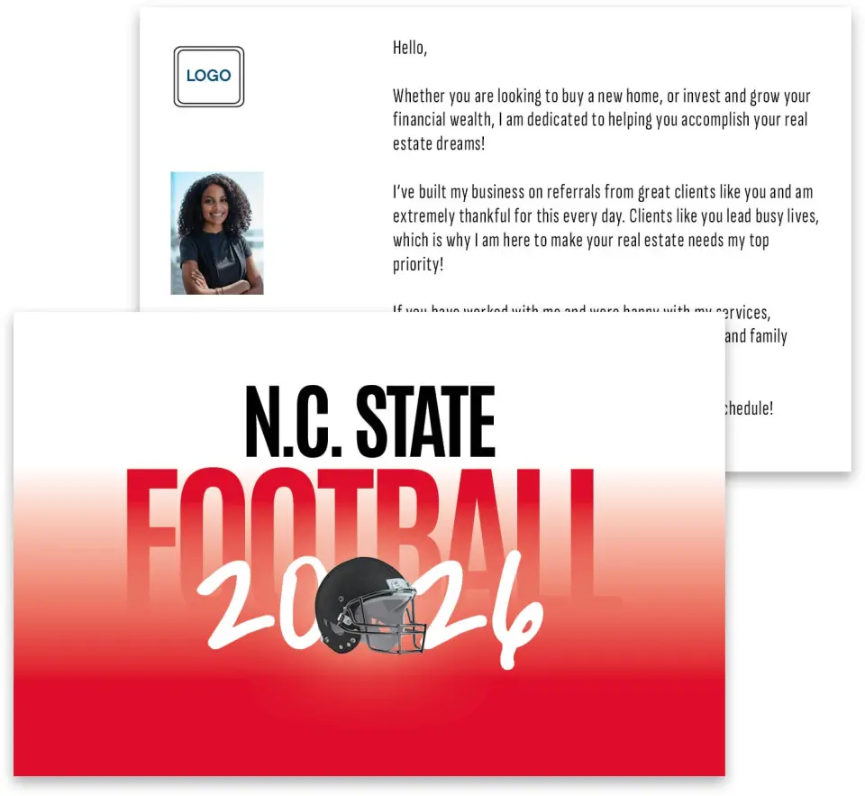 This is a 3¾" x 5¾" Football Insert called NC State Wolfpack printed in full color
