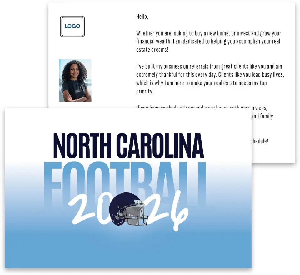 This is a 3¾" x 5¾" Football Insert called North Carolina TarHeels printed in full color