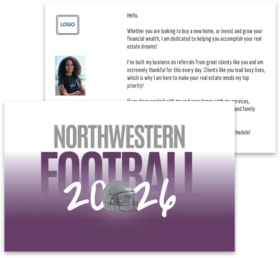 This is a 3¾" x 5¾" Football Insert called Northwestern Wildcats printed in full color