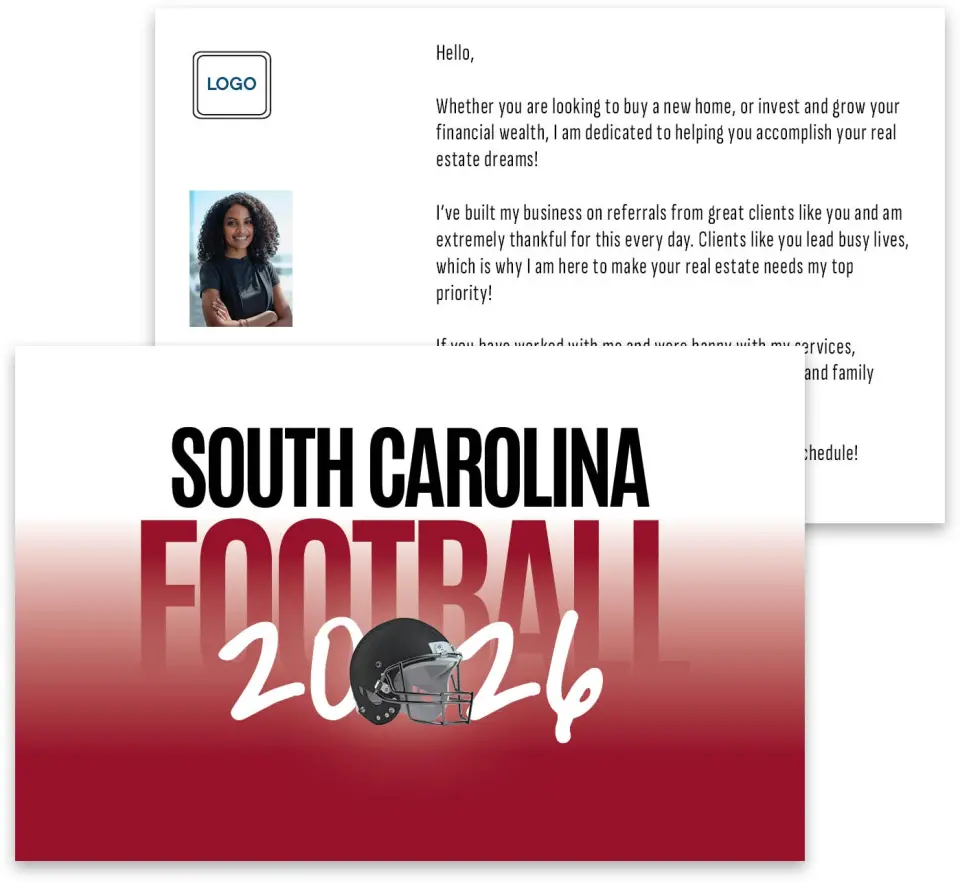This is a 3¾" x 5¾" Football Insert called South Carolina Gamecocks printed in full color