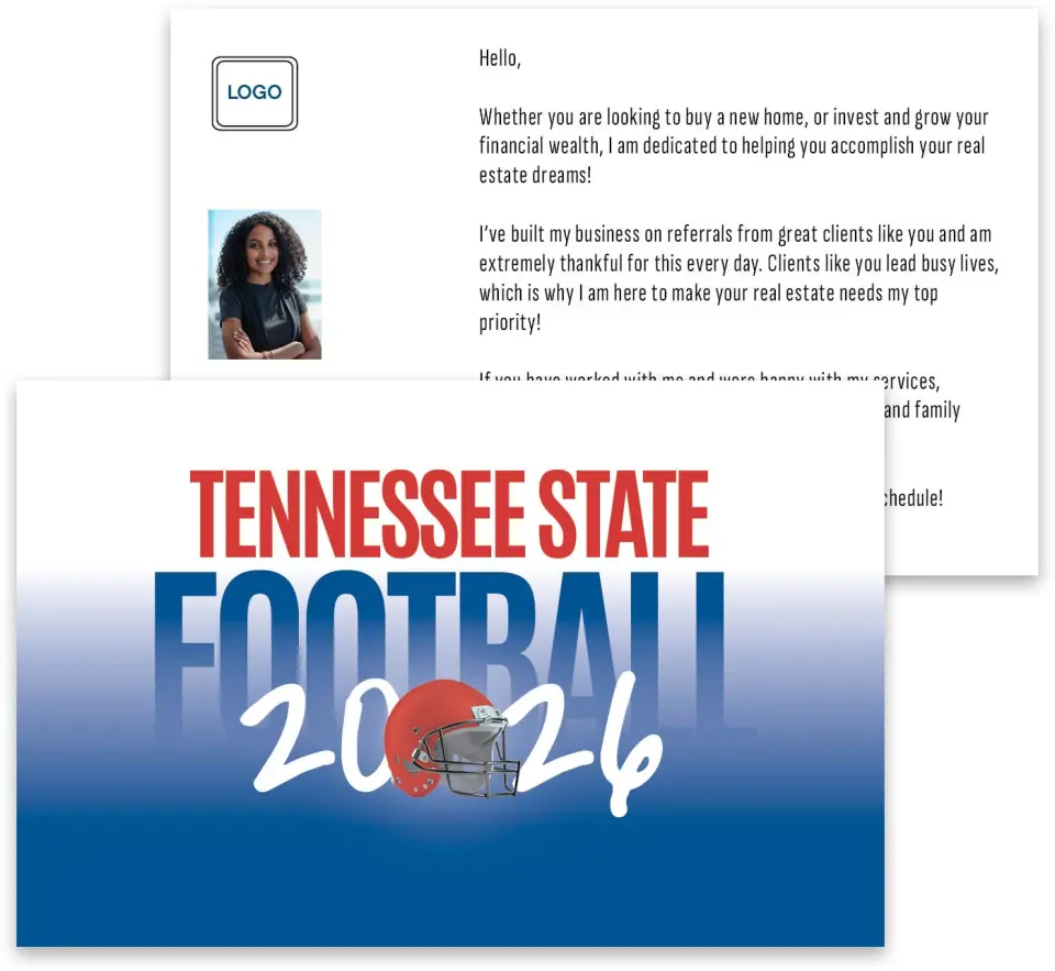 This is a 3¾" x 5¾" Football Insert called Tennessee State printed in full color