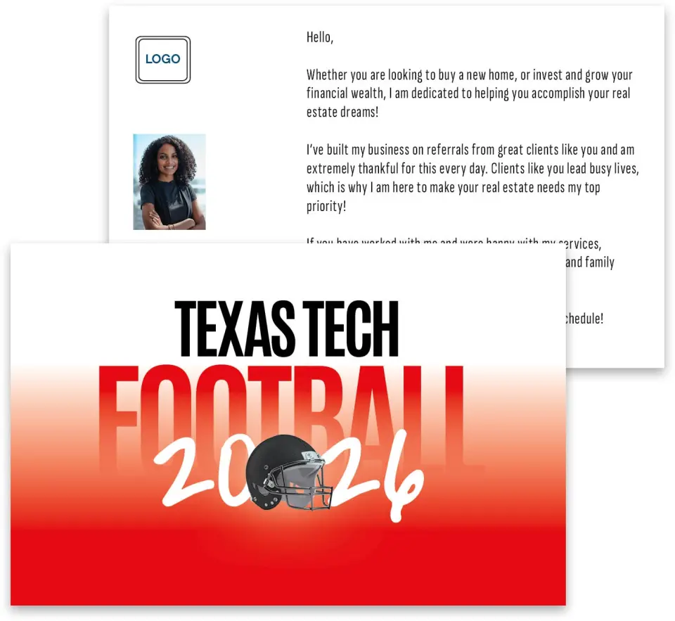 This is a 3¾" x 5¾" Football Insert called Texas Tech Red Raiders printed in full color