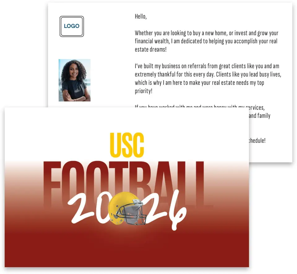 This is a 3¾" x 5¾" Football Insert called USC printed in full color