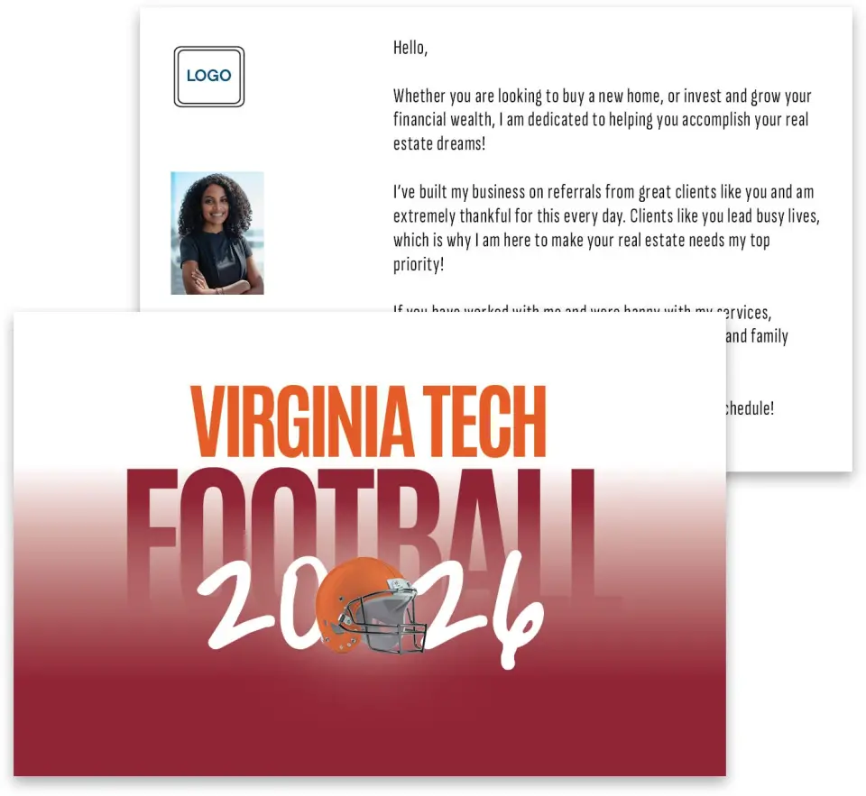This is a 3¾" x 5¾" Football Insert called Virginia Tech Hokies printed in full color
