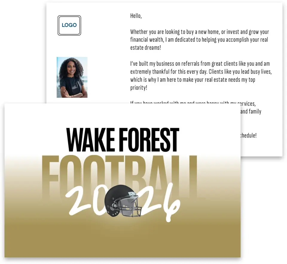 This is a 3¾" x 5¾" Football Insert called Wake Forest Demon Deacons printed in full color