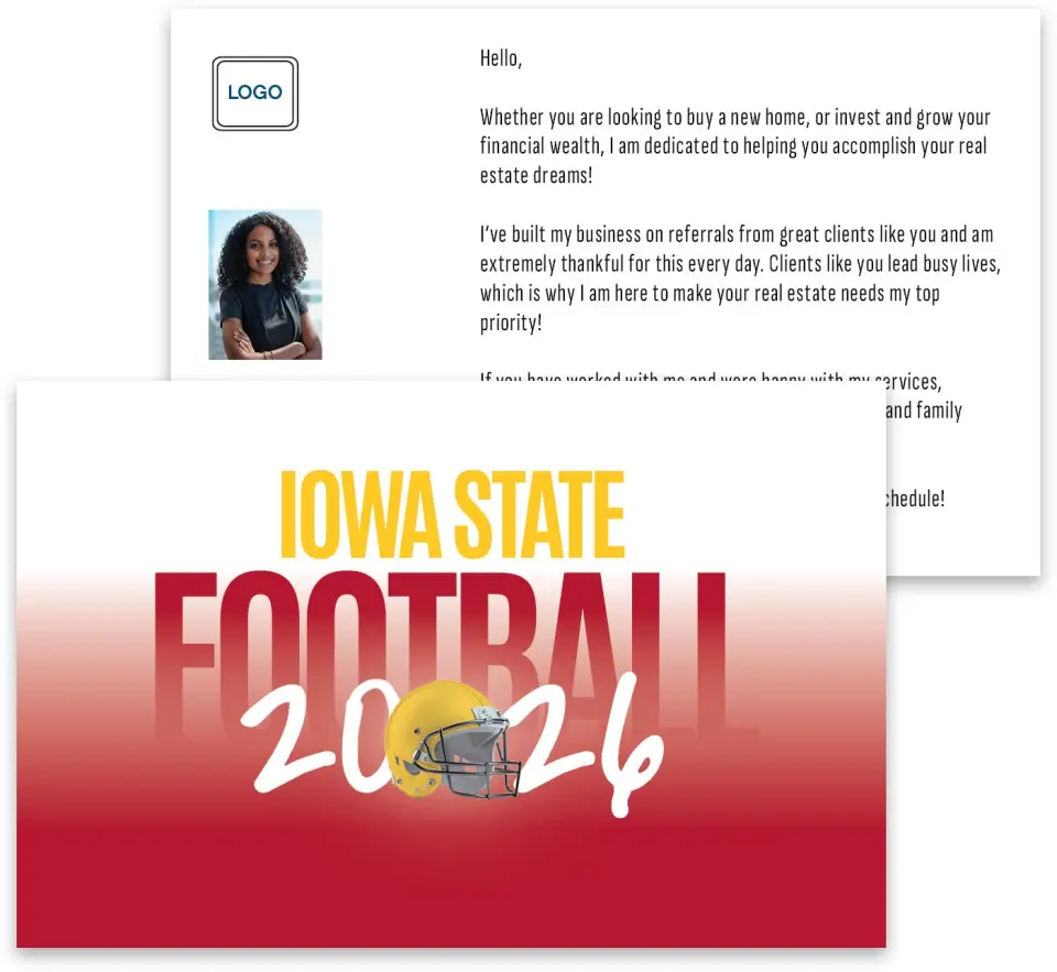 This is a 3¾" x 5¾" Football Insert called Iowa State Cyclones printed in full color