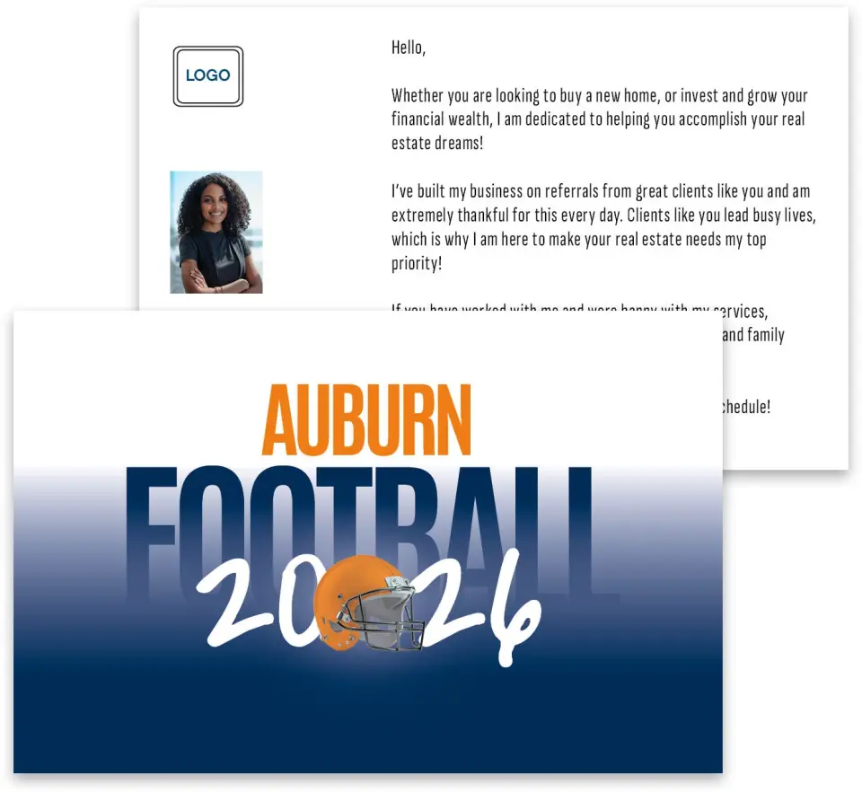 This is a 3¾" x 5¾" Football Insert called Auburn Tigers printed in full color