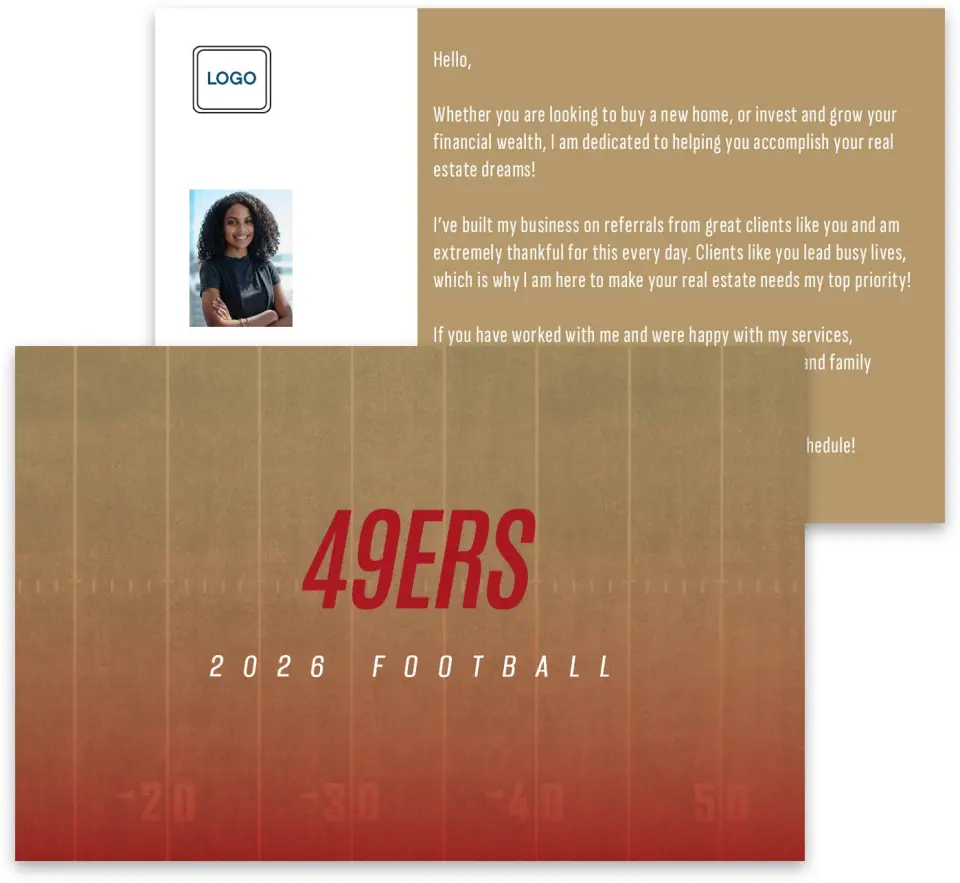 This is a 3¾" x 5¾" Football Insert called 49ers printed in full color