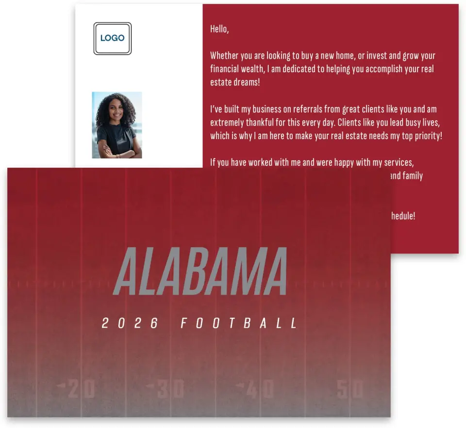This is a 3¾" x 5¾" Football Insert called Alabama printed in full color