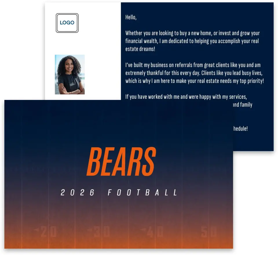 This is a 3¾" x 5¾" Football Insert called Bears printed in full color