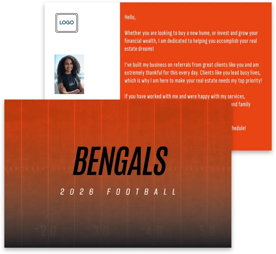 This is a 3¾" x 5¾" Football Insert called Bengals printed in full color
