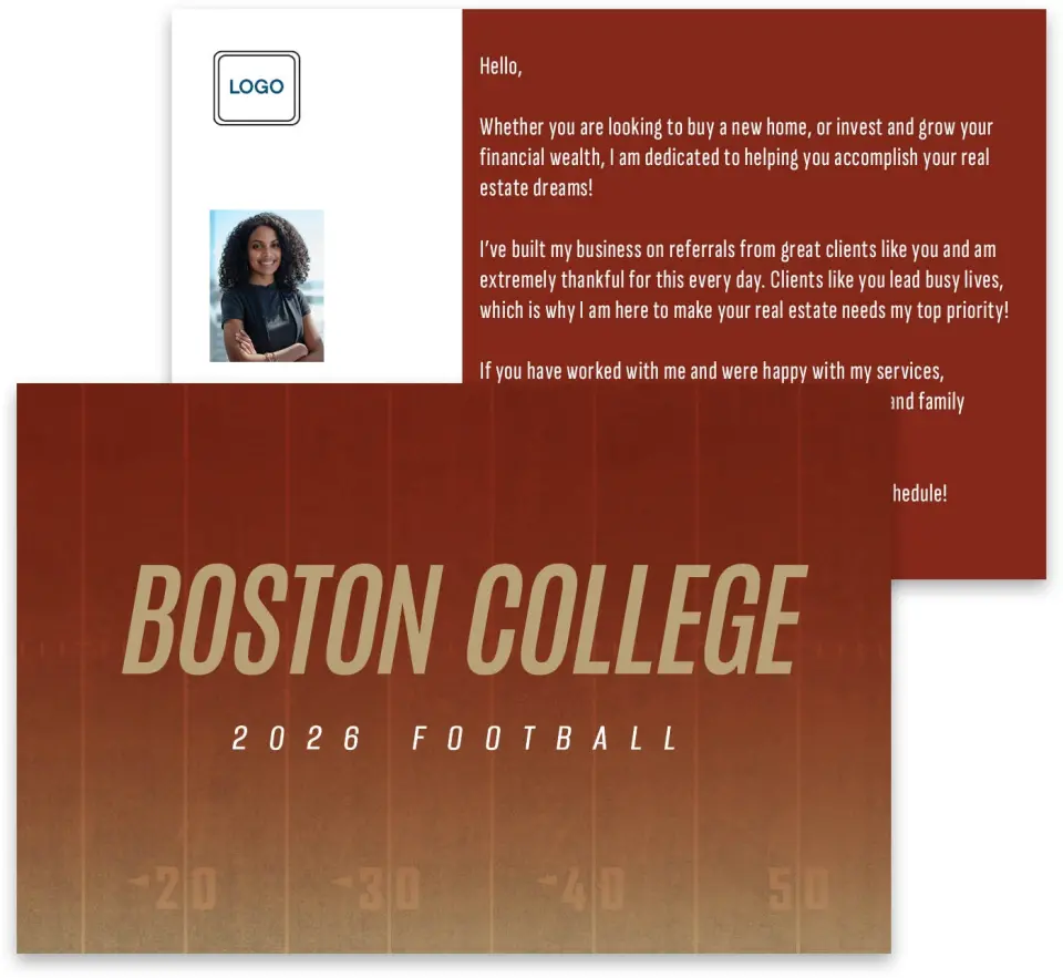 This is a 3¾" x 5¾" Football Insert called Boston College printed in full color
