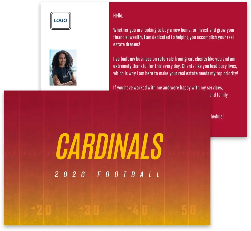 This is a 3¾" x 5¾" Football Insert called Cardinals printed in full color