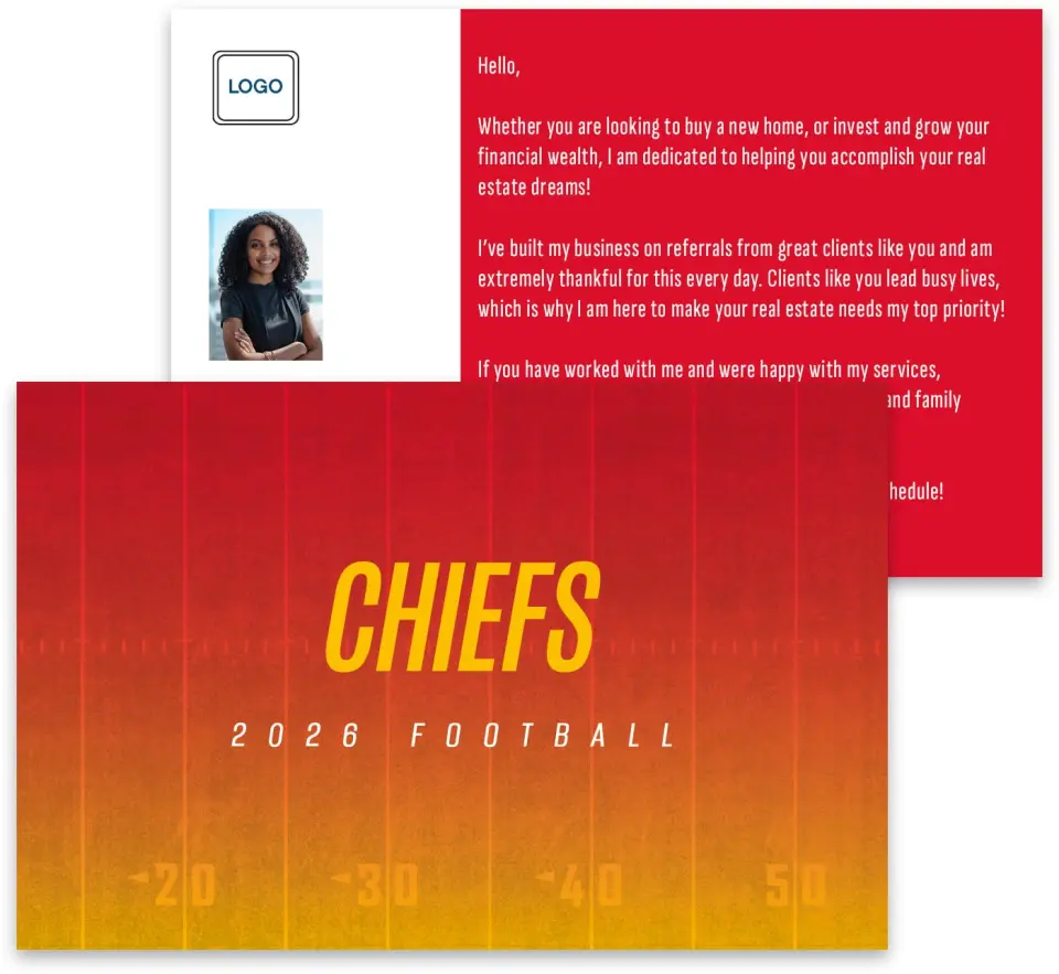 This is a 3¾" x 5¾" Football Insert called Chiefs printed in full color