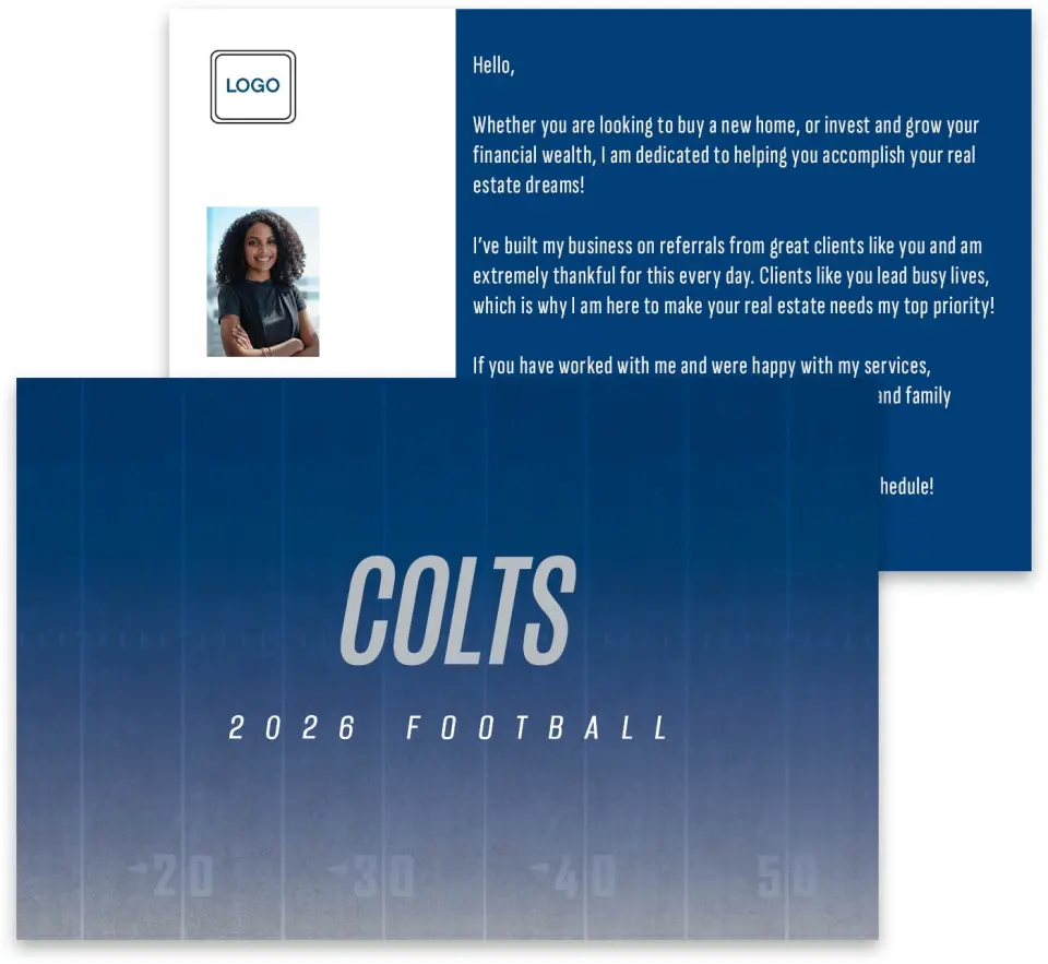 This is a 3¾" x 5¾" Football Insert called Colts printed in full color