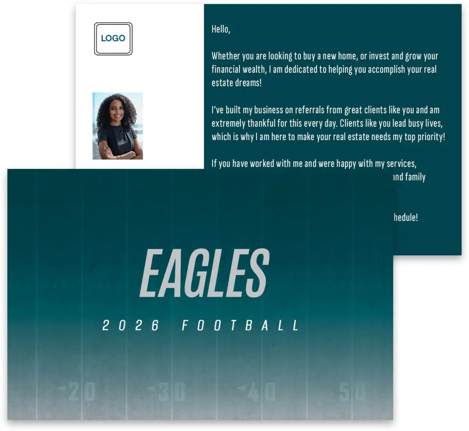 This is a 3¾" x 5¾" Football Insert called Eagles printed in full color