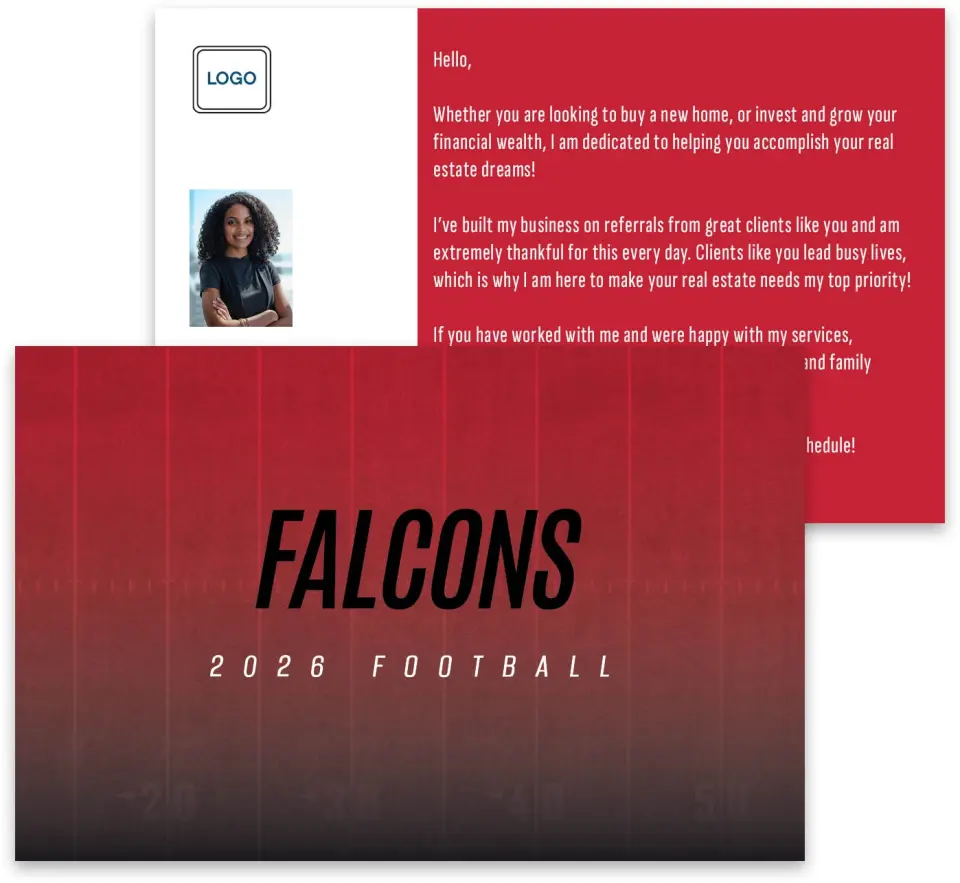 This is a 3¾" x 5¾" Football Insert called Falcons printed in full color
