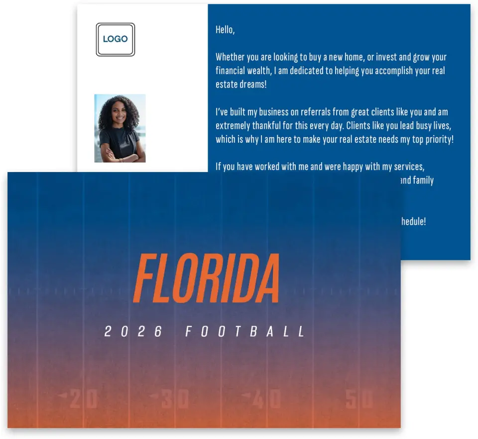 This is a 3¾" x 5¾" Football Insert called Florida printed in full color
