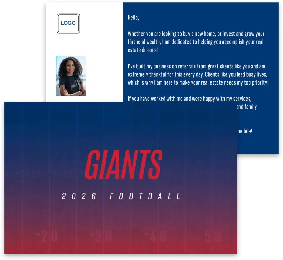 This is a 3¾" x 5¾" Football Insert called Giants printed in full color