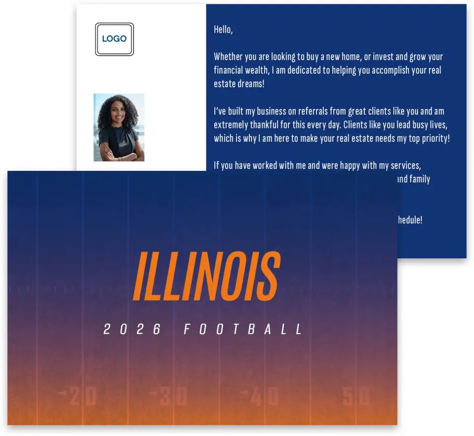 This is a 3¾" x 5¾" Football Insert called Illinois printed in full color
