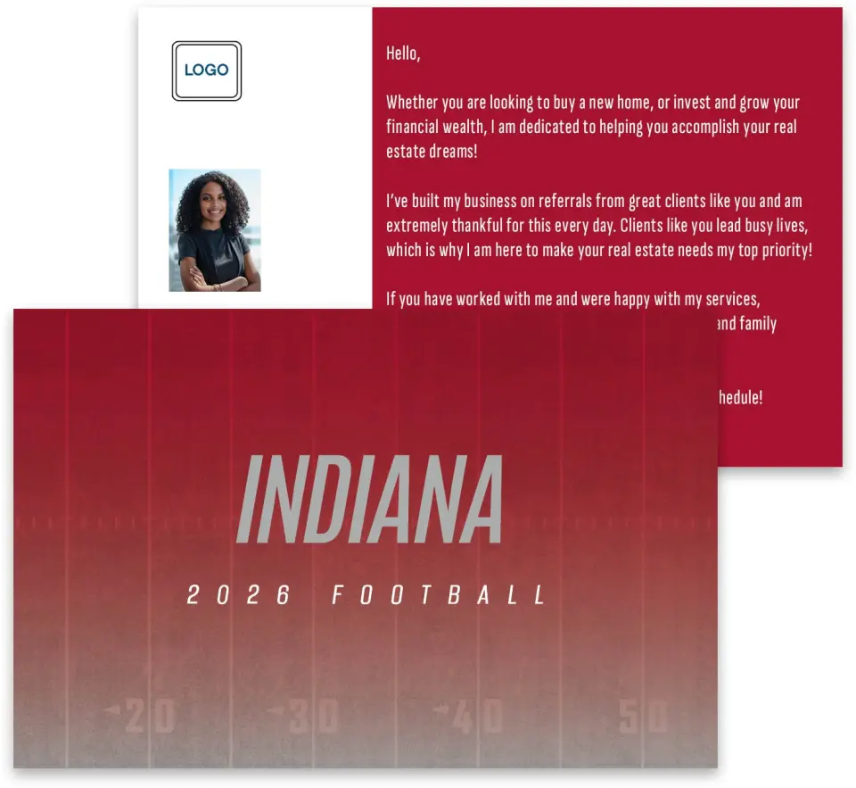 This is a 3¾" x 5¾" Football Insert called Indiana printed in full color