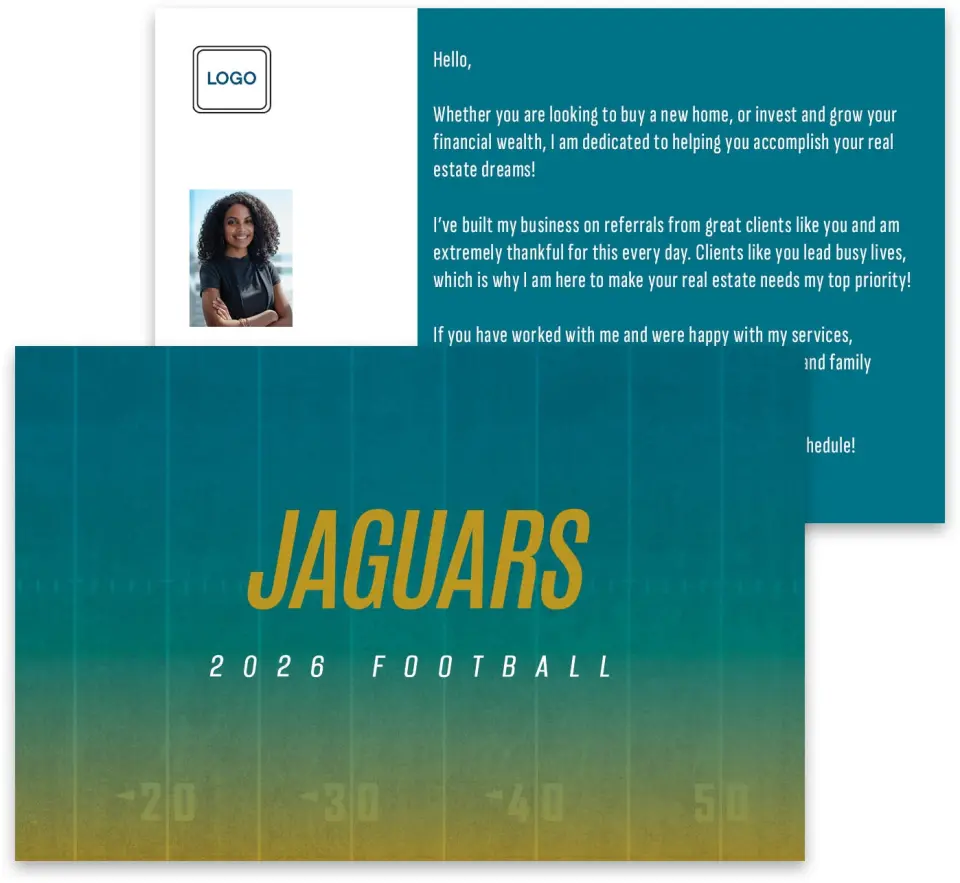 This is a 3¾" x 5¾" Football Insert called Jaguars printed in full color