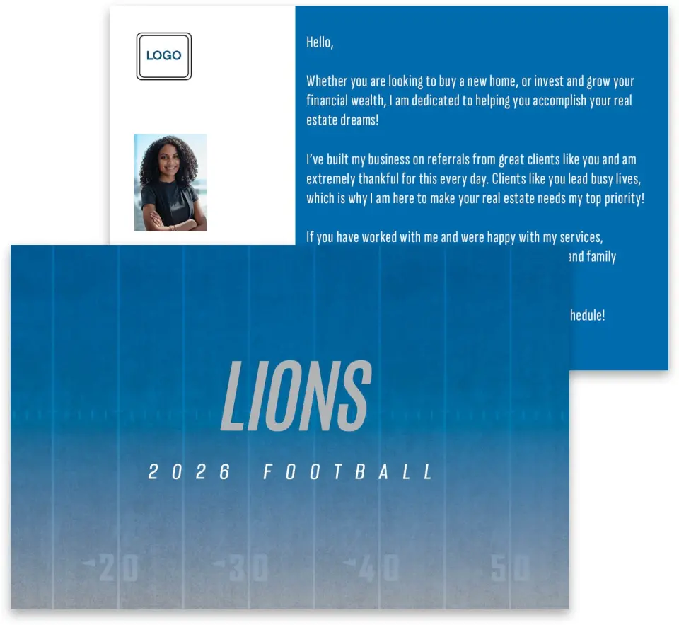 This is a 3¾" x 5¾" Football Insert called Lions printed in full color