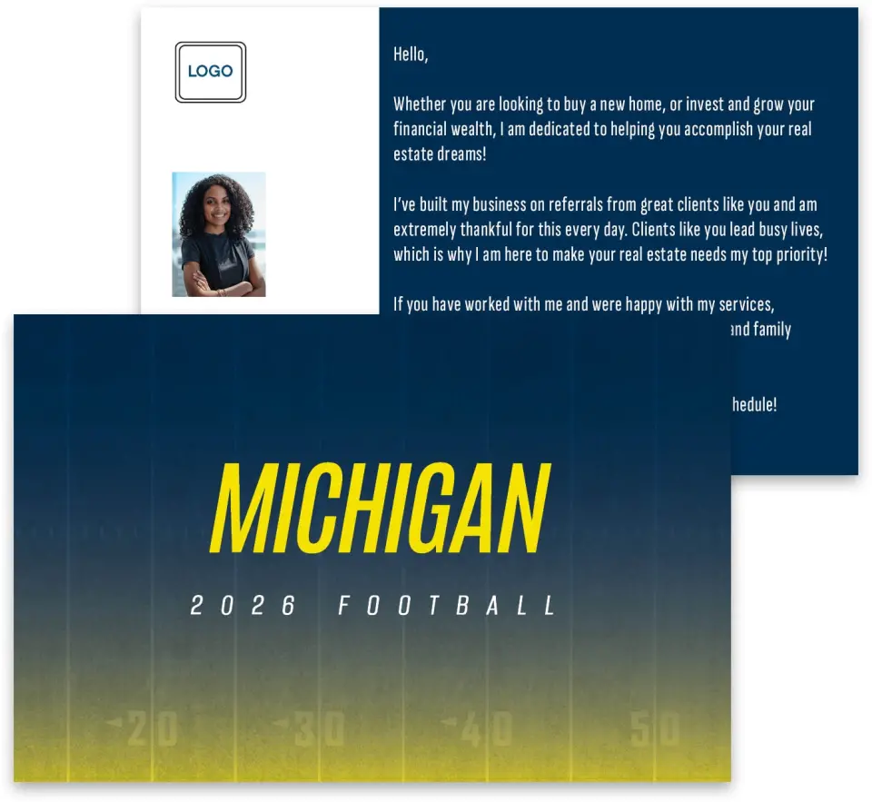 This is a 3¾" x 5¾" Football Insert called Michigan printed in full color