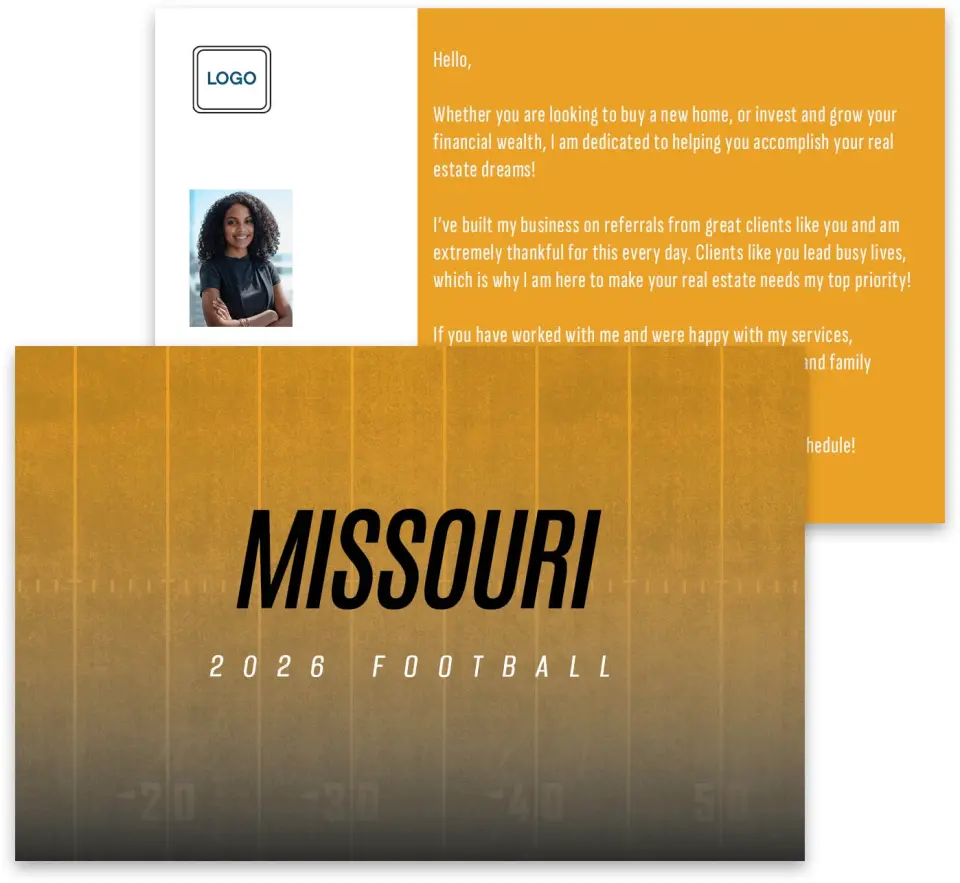 This is a 3¾" x 5¾" Football Insert called Missouri printed in full color