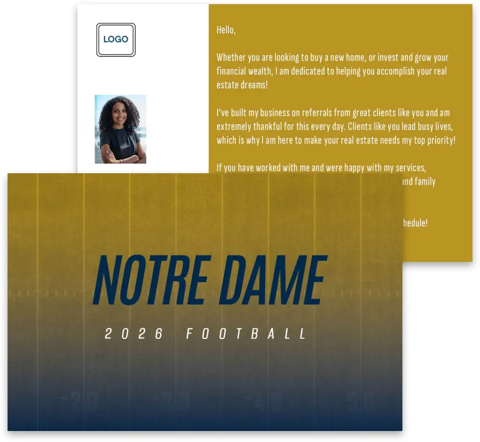 This is a 3¾" x 5¾" Football Insert called Notre Dame printed in full color